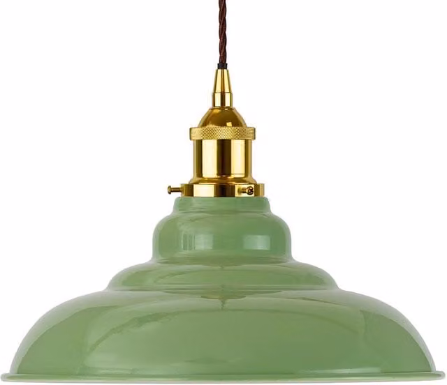 SE Home St Edmund's Pendant Light in Mint Green with Gold and Brown Twisted Metal Details