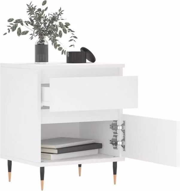 Berkfield Home Modern Bedside Cabinet in White, W/D/H: 40 x 35 x 50 cm – 1