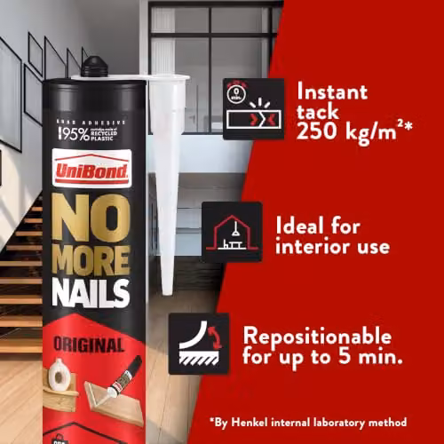 Unibond No More Nails Original Construction Adhesive, White, 280 g – 3