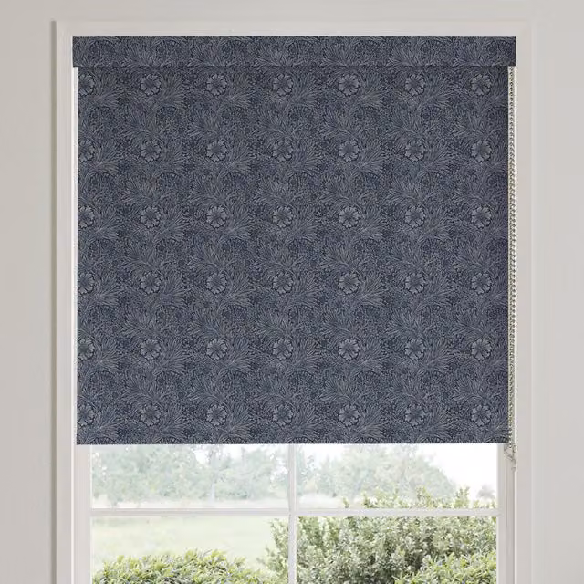 William Morris Marigold Indigo Blue Floral Blackout Made To Measure Roller Blind