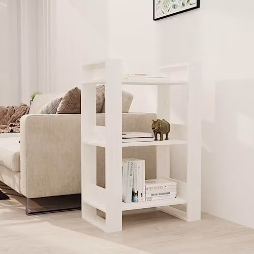 vidaXL White Solid Wood Pine Book Cabinet and Room Divider W/D/H: 60 x 35 x 91 cm – 2