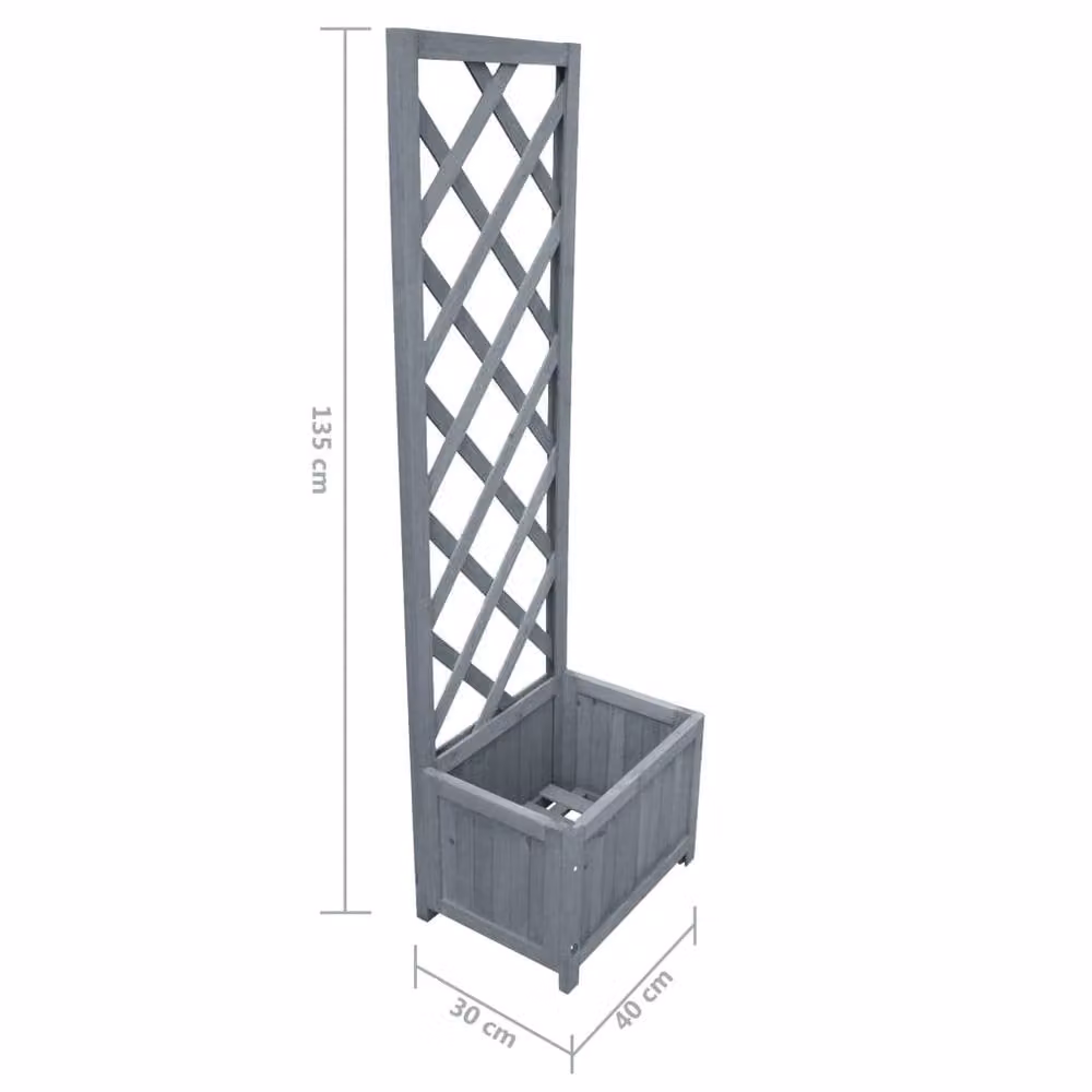 Berkfield Home Trellis Planter in Grey Solid Firwood, W/D/H: 40 x 30 x 135 cm – 3