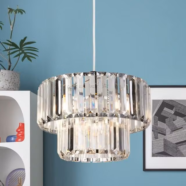 Lighting Collection Chrome and Clear Glass Glamour Ceiling Light Shade in Silver – 2