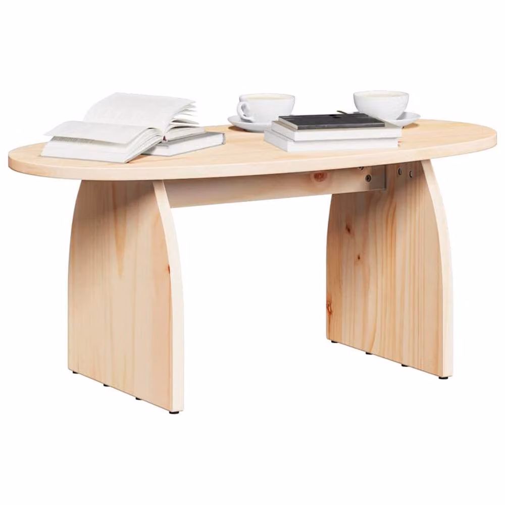 Berkfield Home Natural Solid Pine Wood Coffee Table, W/D/H: 80 x 40 x 35 cm – 2