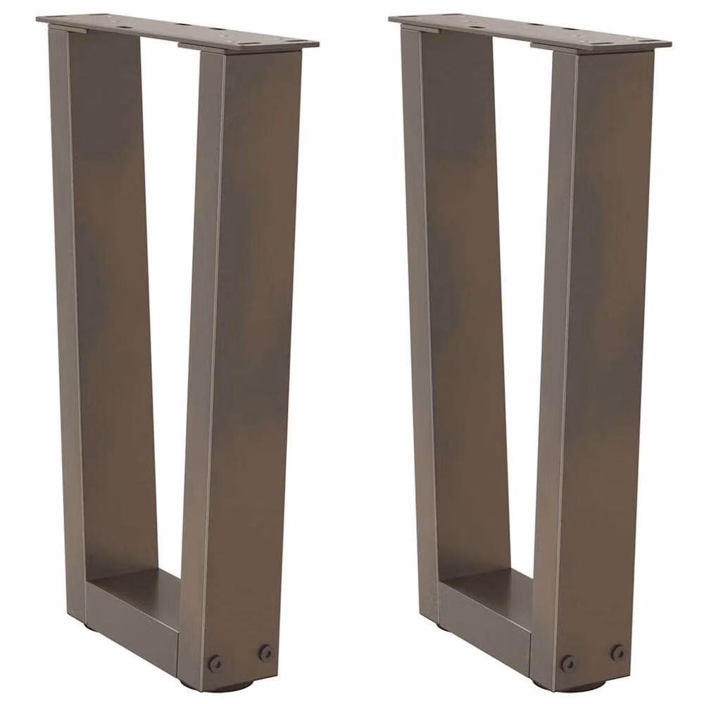 Berkfield Home V-Shape Dining Table Legs, 2 Pieces, Brown Steel, W: 28 cm, H: 42-43.3 cm – 1