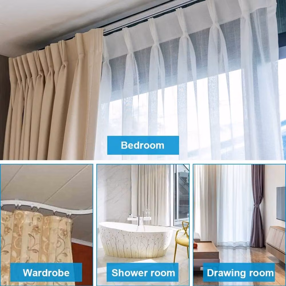 FLAVORA White Flexible Straight Bay Window Curtain Track Rail, 3m – 2