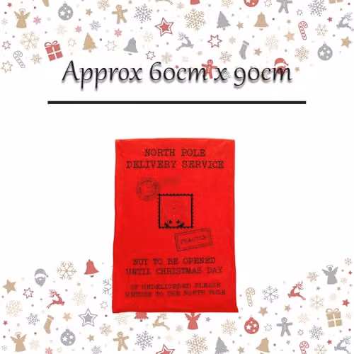 VFM e-Store Jumbo Red Felt Printed Christmas Sack, W: 60 cm, H: 90 cm – 2