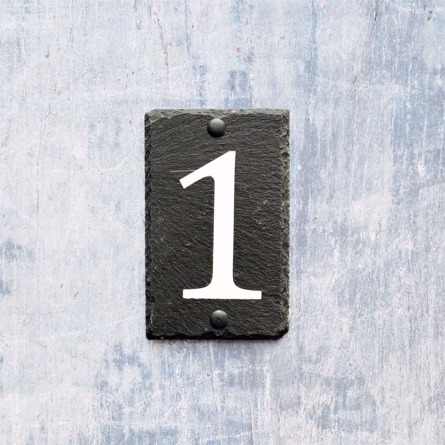 Nicola Spring Rustic Natural Slate House Number Plaque, Grey and White, W: 9.0 cm, H: 14.5 cm – 5