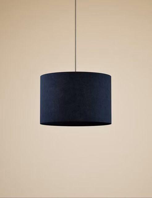 M&S Modern Navy Blue Velvet Cylinder Lamp Shade