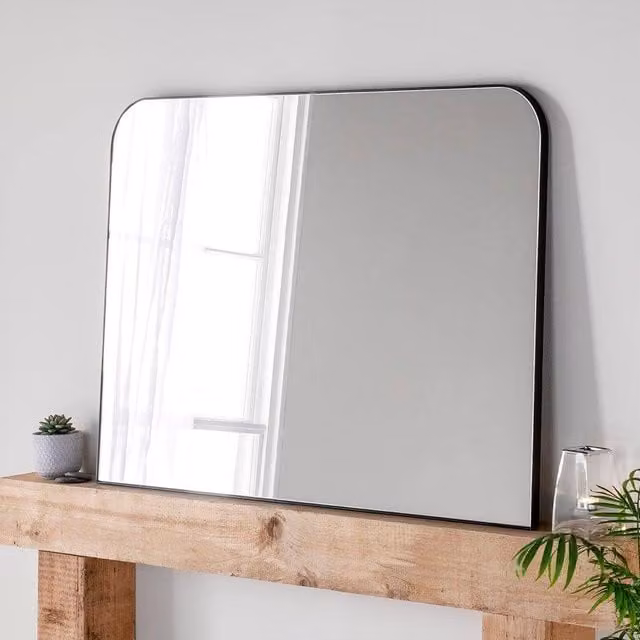 Yearn Mirrors Minimal Black Rectangular Mantle Mirror W: 110 cm, H: 80 cm – 1