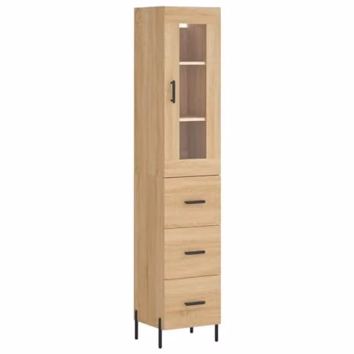 vidaXL Modern Highboard Sideboard in Brown Sonoma Oak with Internal Shelves and Drawers