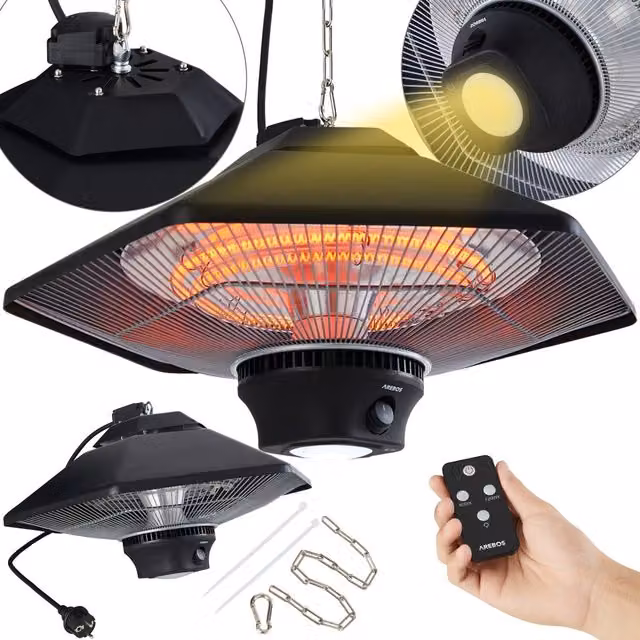 AREBOS Radiant Remote Control Infrared Patio Heater in Black