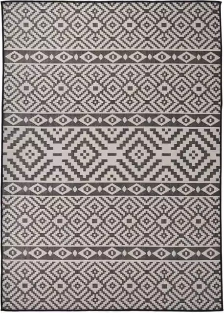 Berkfield Home Outdoor Flatweave Striped Rug in Black, W/D: 120 x 170 cm – 1