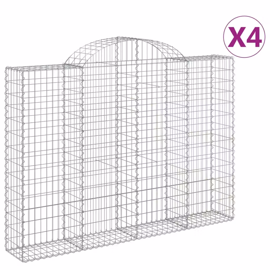 Berkfield Home Arched Gabion Baskets, 4 Piece Set, Silver Galvanised Steel, W: 200 cm, D: 30 cm, H: 140-160 cm – 2