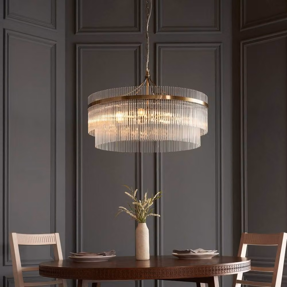 Netlighting Marietta Grand Pendant Light in Gold and Brass with Transparent Glass, 7 x E14 – 2