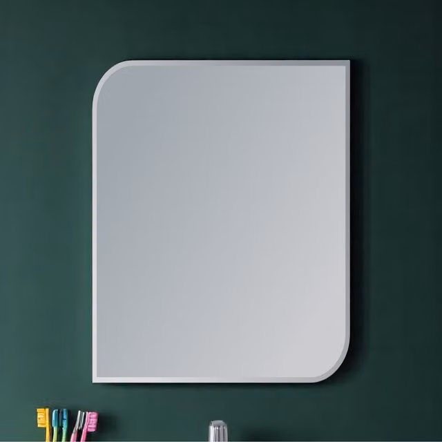 Islington Rectangular Bevelled Edge Bathroom Mirror in Silver, Width: 45 cm