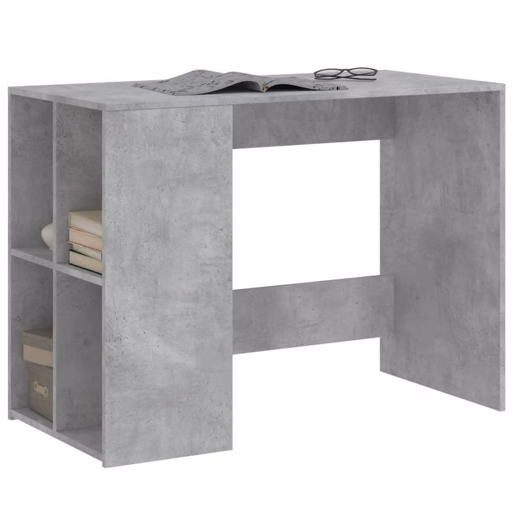 Berkfield Home Writing Desk in Concrete Grey, Engineered Wood, W/D/H: 102 x 50 x 75 cm – 2