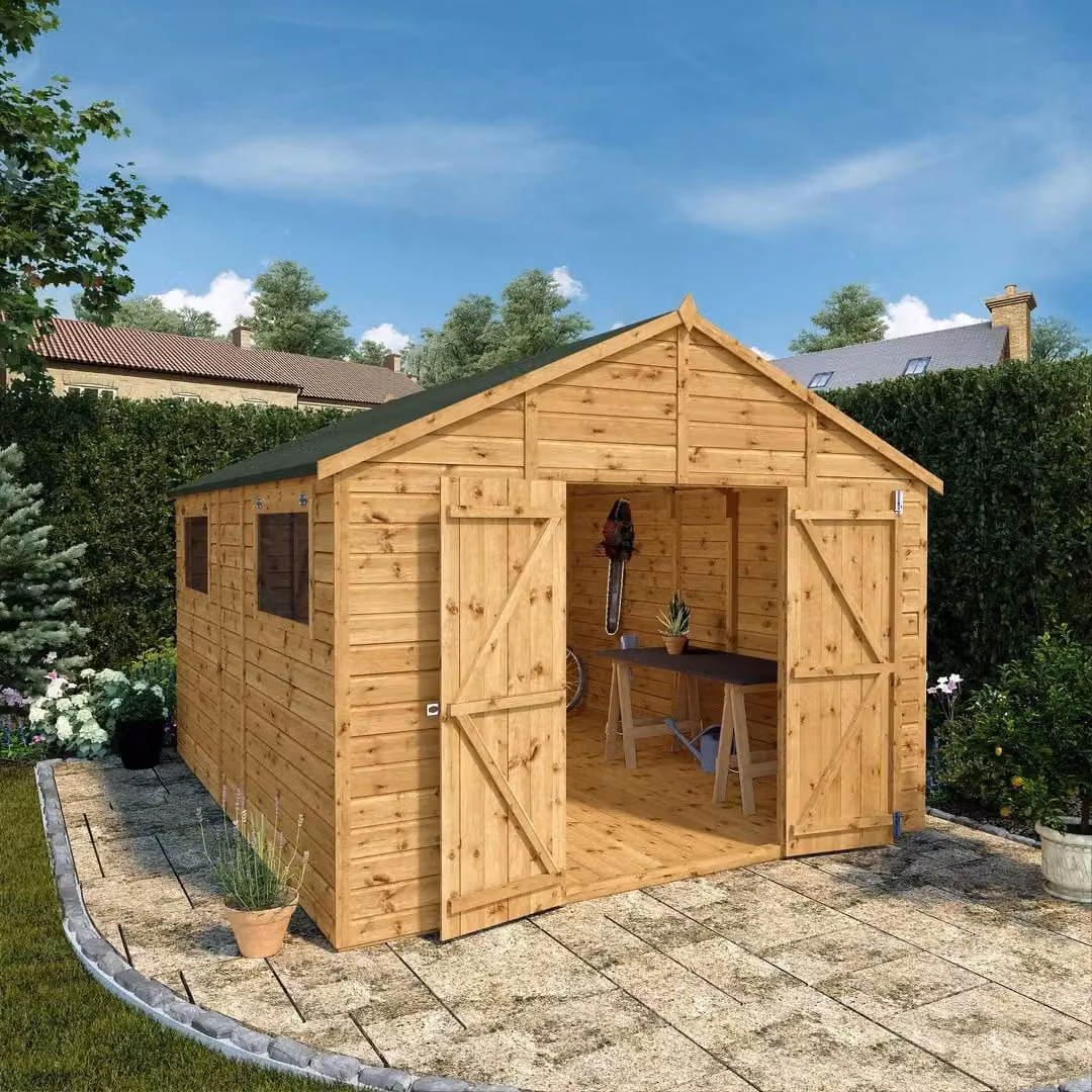 Mercia Premium Shiplap Apex Workshop with Window in Brown, W: 322.7 cm, D: 367.8 cm, H: 252.4 cm – 4