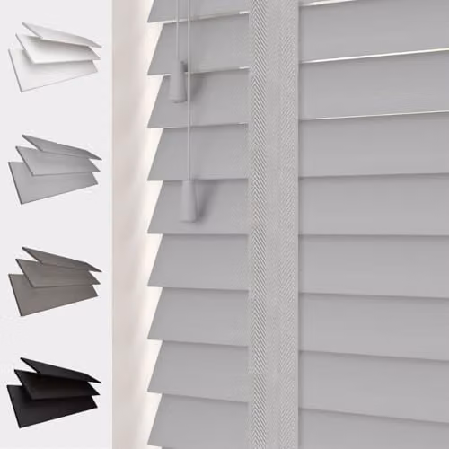 Caecus Grey Faux Wood Venetian Blind, Width: 45 cm, Drop: 200 cm