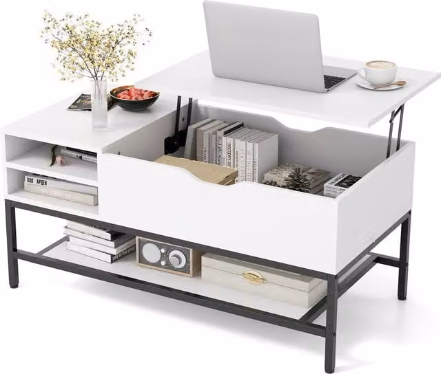 COSTWAY Modern White Lift Top Coffee Table