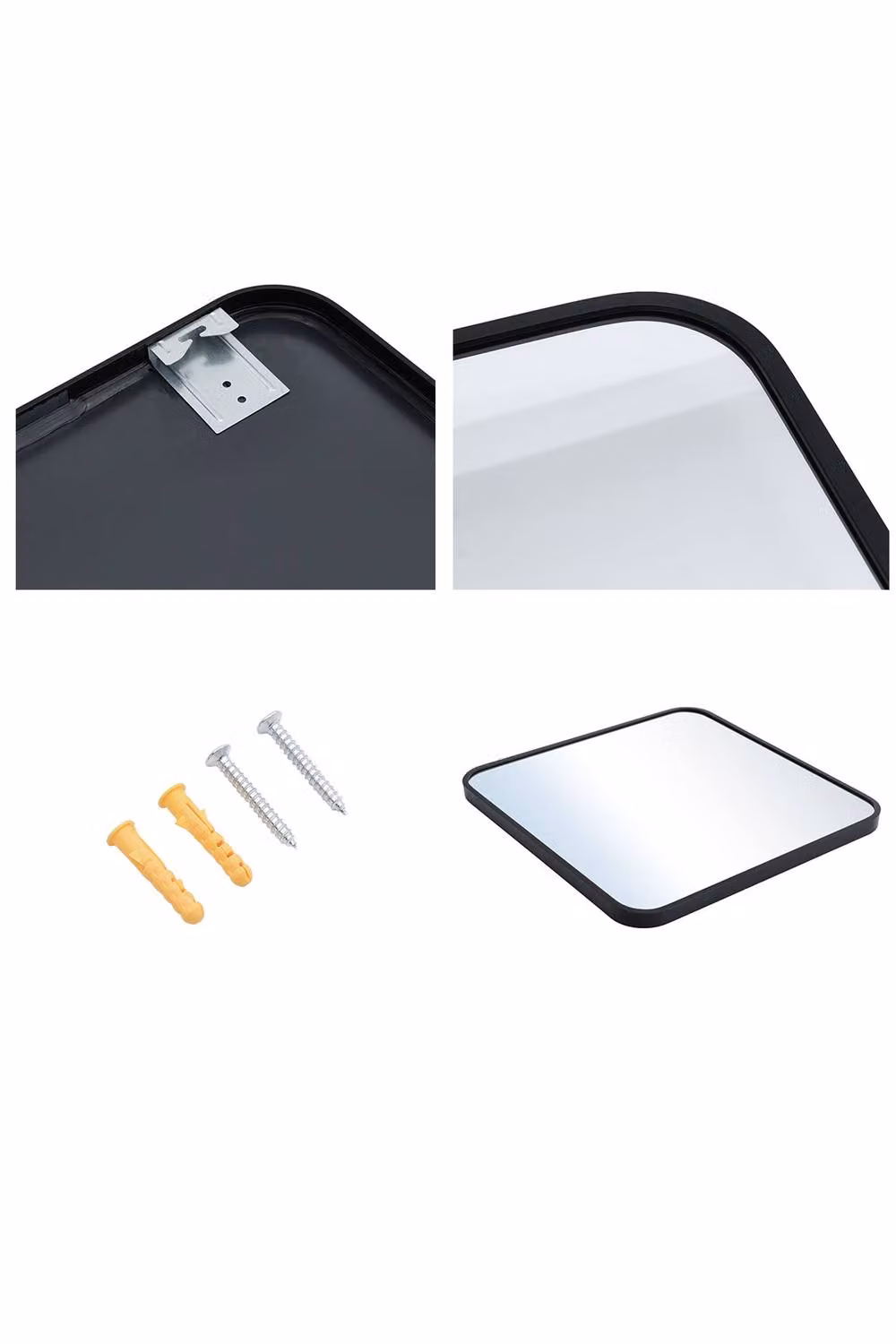 ExtraStar Modern Square Wall Mirror with Black Metal Frame, 70 x 70 cm – 4