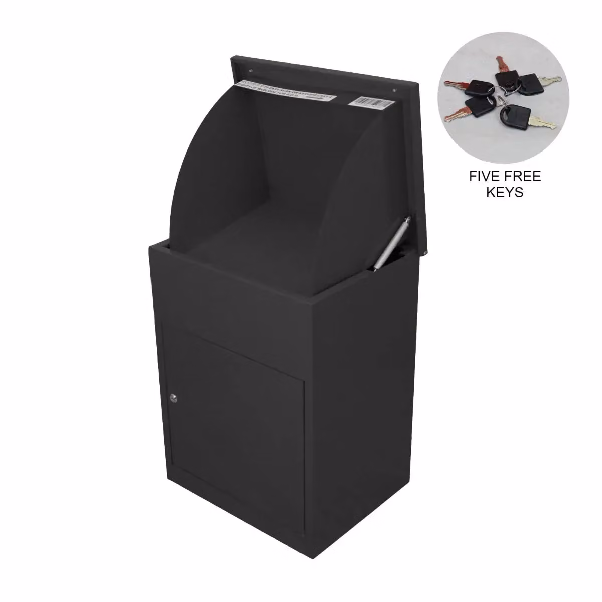 Monstershop Black Steel Free Standing Parcel Post Box W/D/H: 58.0 x 46.0 x 36.0 cm – 2
