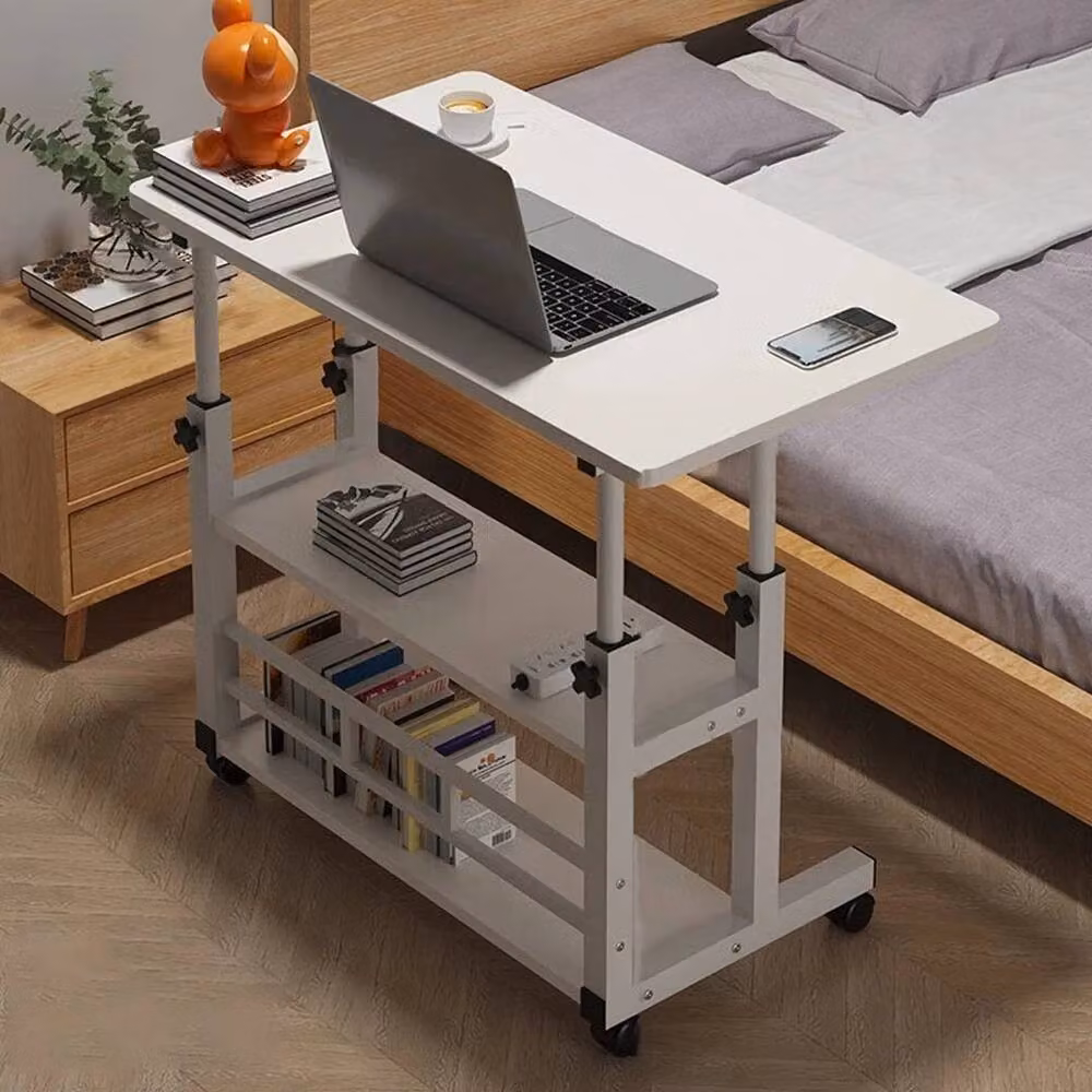 Kelvenix Height Adjustable Mobile Computer Desk and Laptop Table in White – 3