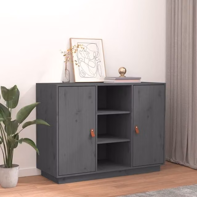 Berkfield Home Grey Rustic Solid Wood Pine Sideboard W/D/H: 100 x 40 x 75 cm – 1