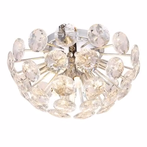Netlighting Virina Ceiling Light in Chrome with Grey K9 Crystals, Diameter: 39 cm