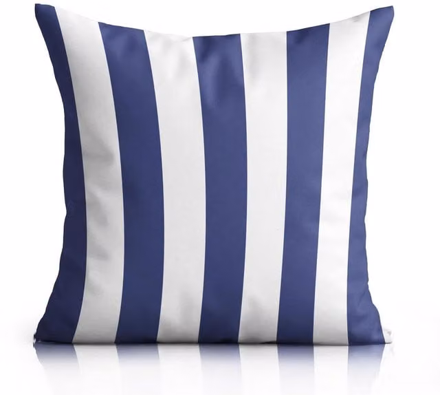 Livinluxury Maritime Blue and White Striped Square Outdoor Water-repellent Cushion
