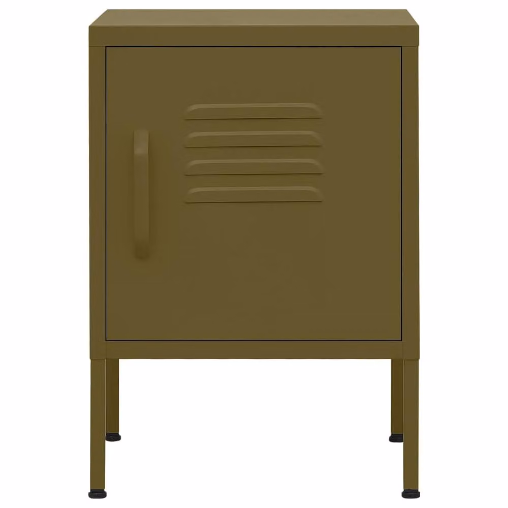 Berkfield Home Modern Metal Nightstand in Matt Green, W/D/H: 35 x 35 x 51 cm – 3