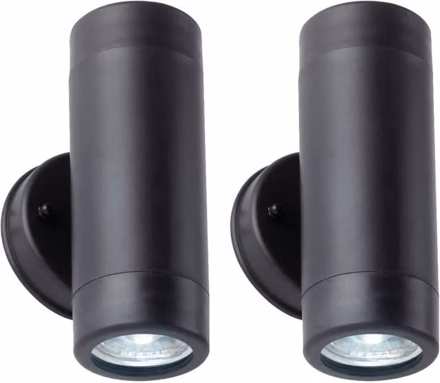 First Choice Lighting Gale Set of 2 Black Polypropylene Up and Down Coastal Wall Lights