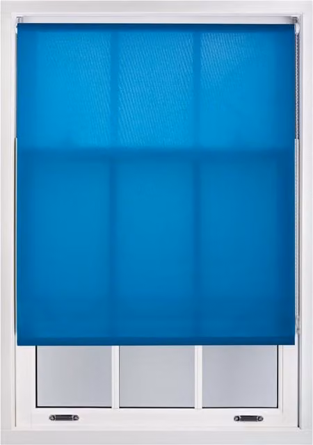 Furnished Petrol Blue Semi-Transparent Polyester Roller Blinds, W: 210 cm, H: 165 cm