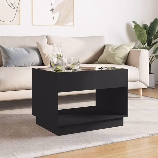 Berkfield Home Infinity LED Decorative Coffee Table in Black, W/D/H: 70 x 50 x 50 cm