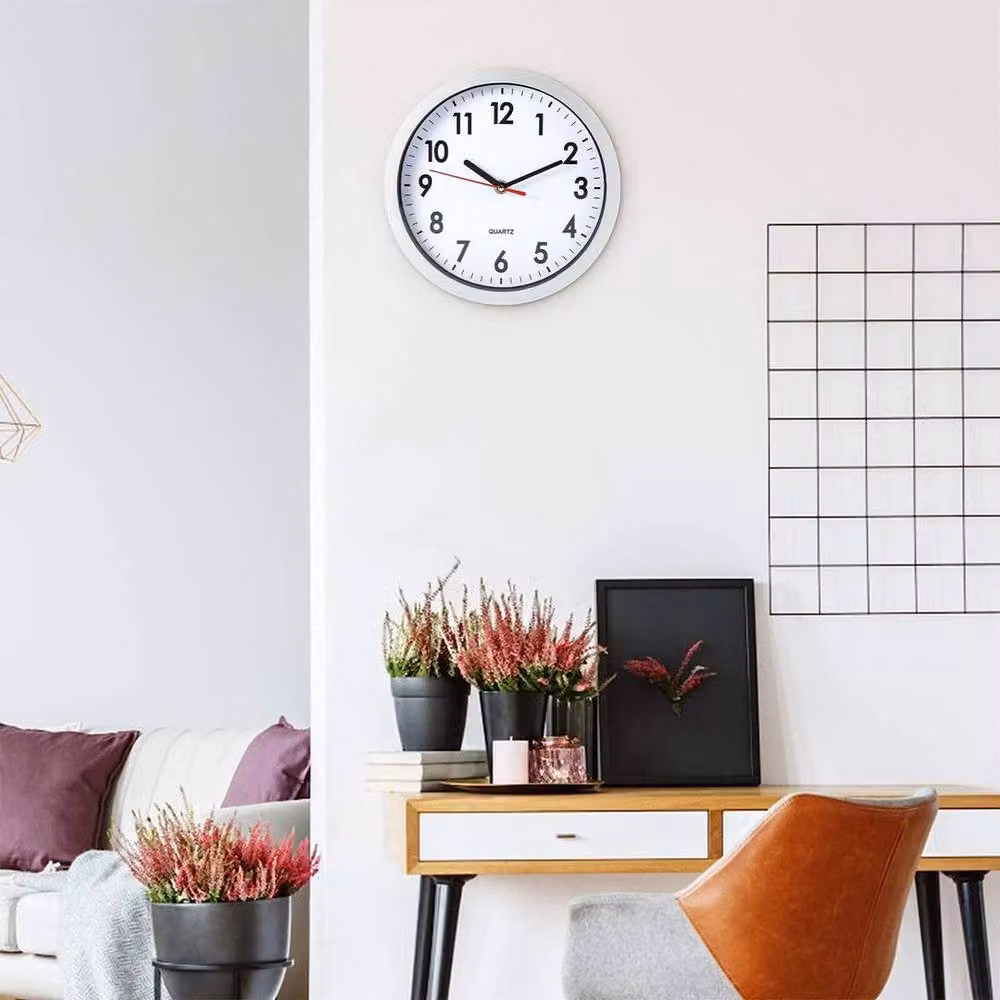 PAWNORA Silent Sweep Round Quartz Wall Clock in White – 3