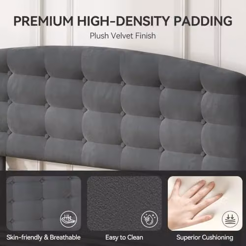 MCC Direct Cheyenne Single Velvet Upholstered Bed Frame in Grey – 3