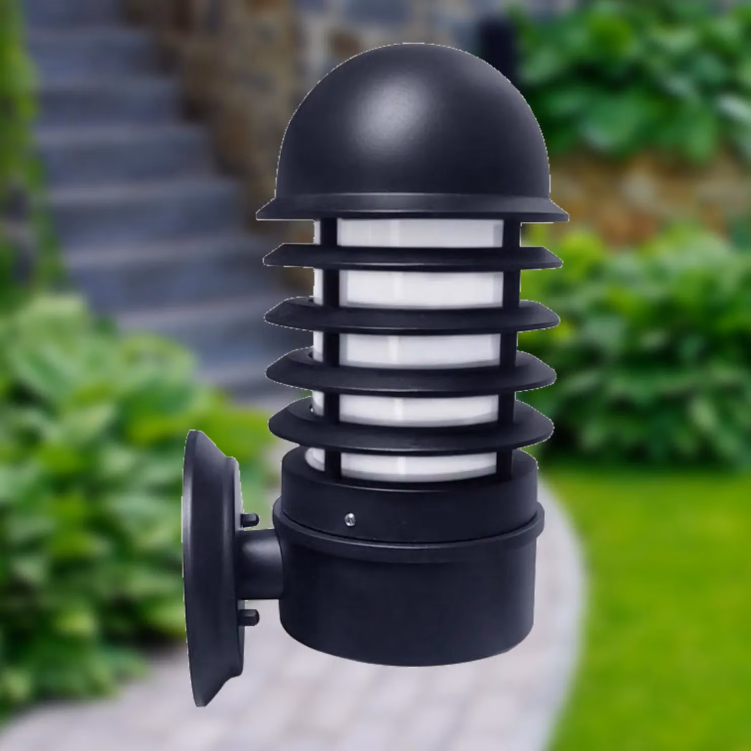 First Choice Lighting Mason Black Louvred Outdoor Wall Light – 2