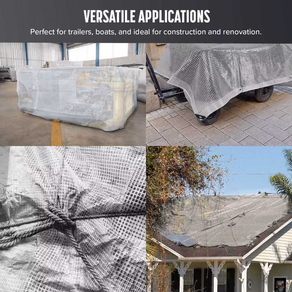 Keplin Waterproof Tarpaulin Cover Sheet, Clear Mesh, Transparent, 2 x 3 m – 3