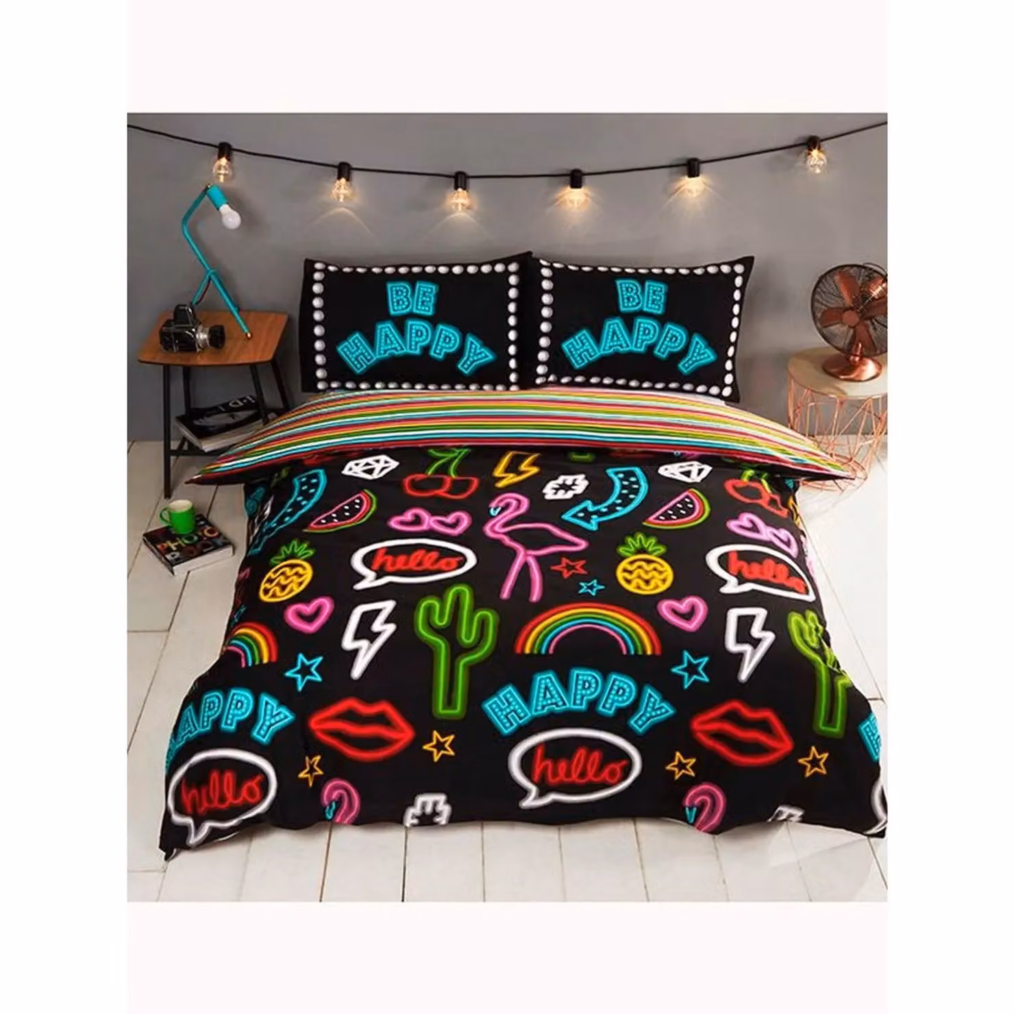 Rapport Be Happy Reversible Multicolour Striped Duvet Cover and Pillowcase Set, W: 140 cm, H: 200 cm – 3