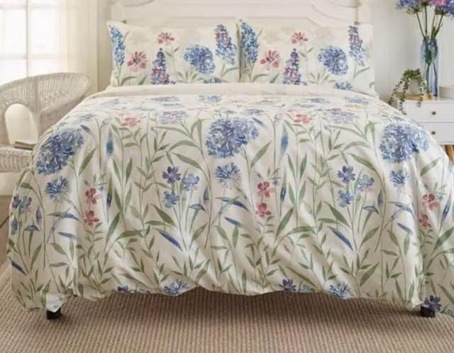 Deyongs Provence Floral Printed Soft Cotton Duvet Cover Set, Multicolour, W: 180 cm x L: 200 cm