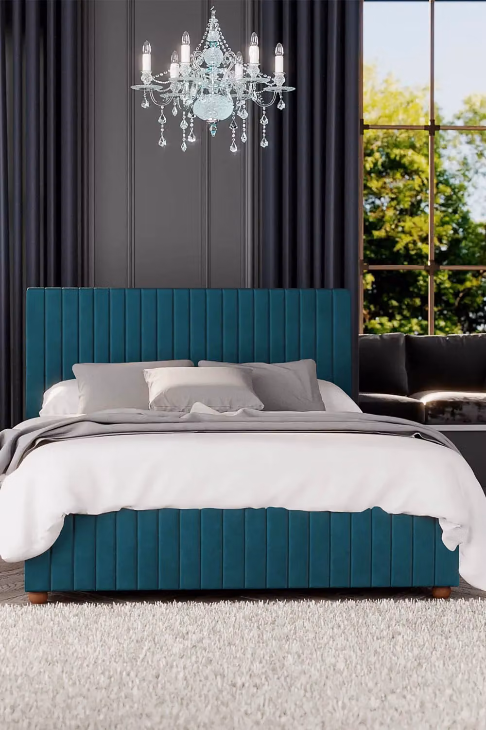 Laurence Llewelyn-Bowen Estella Ottoman Storage Bed in Emerald Green Plush Velvet Fabric, Size: Double (140 x 200 cm) – 3