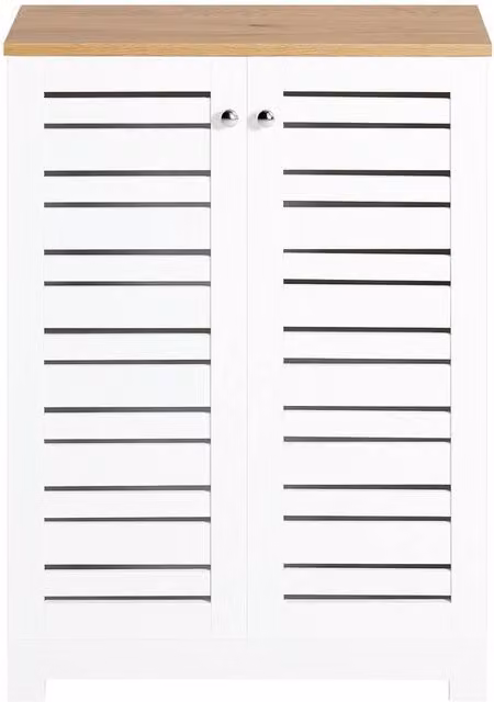SoBuy Modern White Freestanding Bathroom Cabinet with Roll Shutter Doors and Internal Shelves
