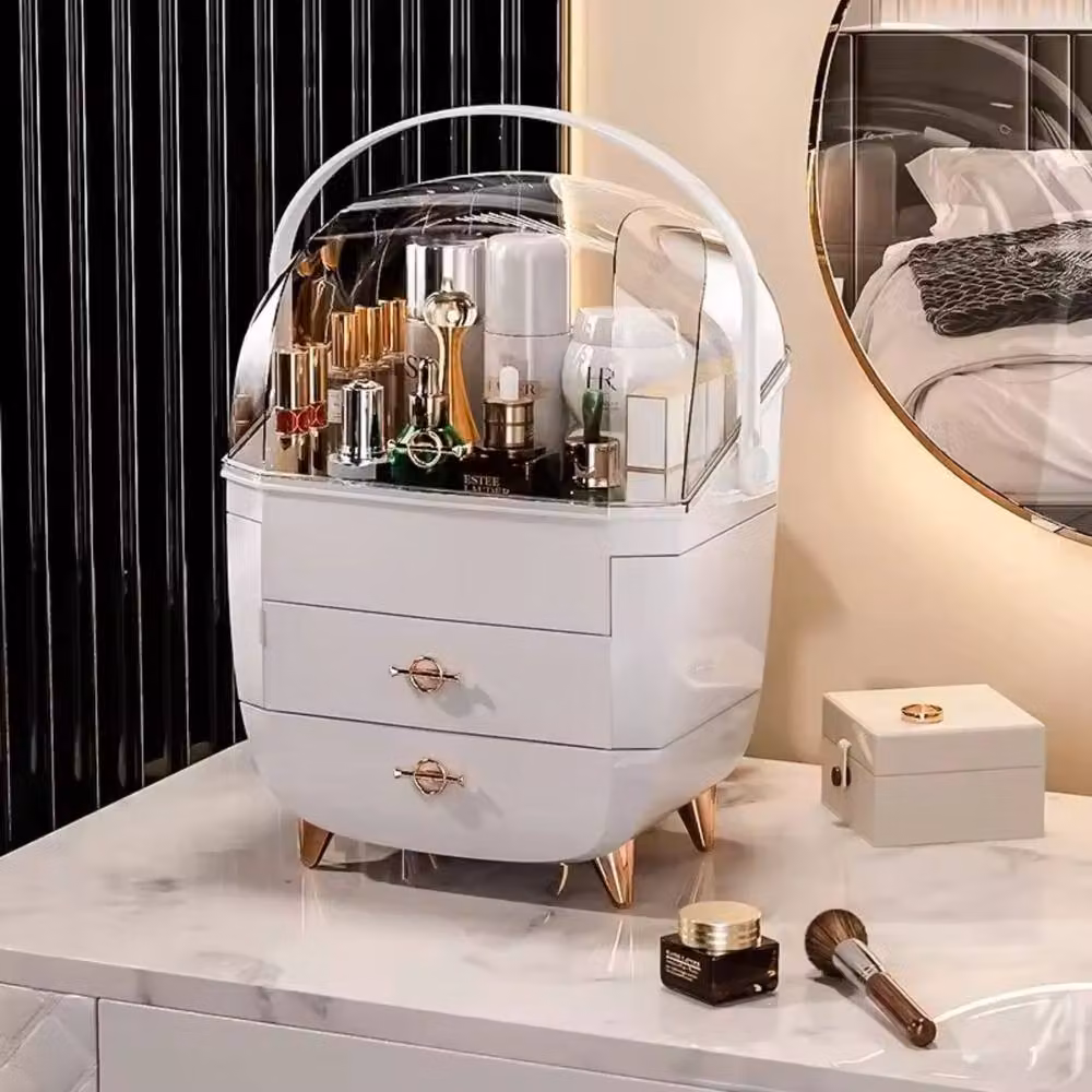 Smartbies Dustproof Women's Makeup Organiser with Drawer in White – 4