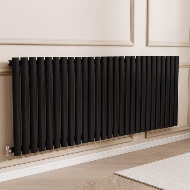 Banyetti Orva Black Horizontal Single Oval Column Radiator W: 60 cm, H: 159.3 cm