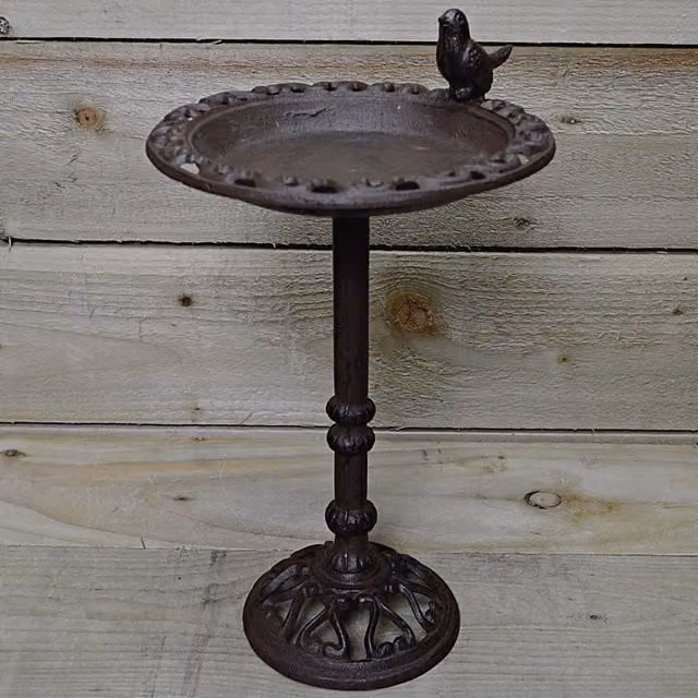 Samuel Alexander Vintage Round Cast Iron Wild Bird Bath in Bronze