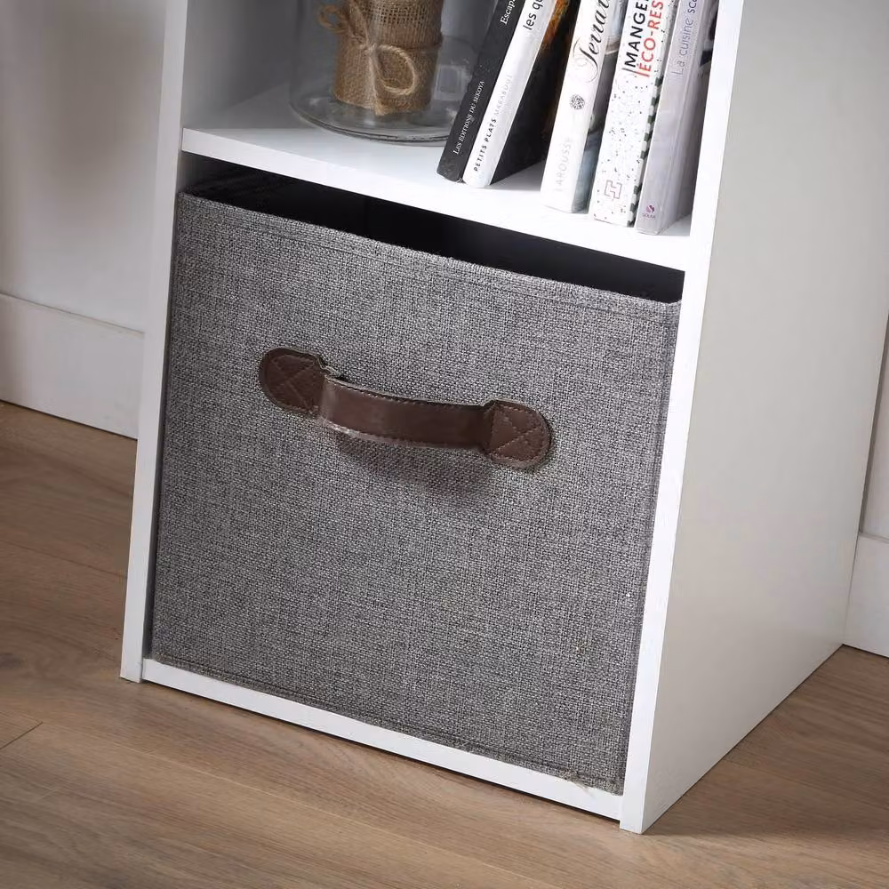CALICOSY 4-Compartment Cube Storage Shelf in White, H 122.5 x W 31.1 x D 29.5 cm – 4