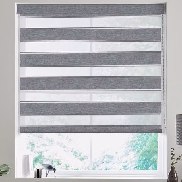 Terrys Plain Grey Day and Night Textile Blind