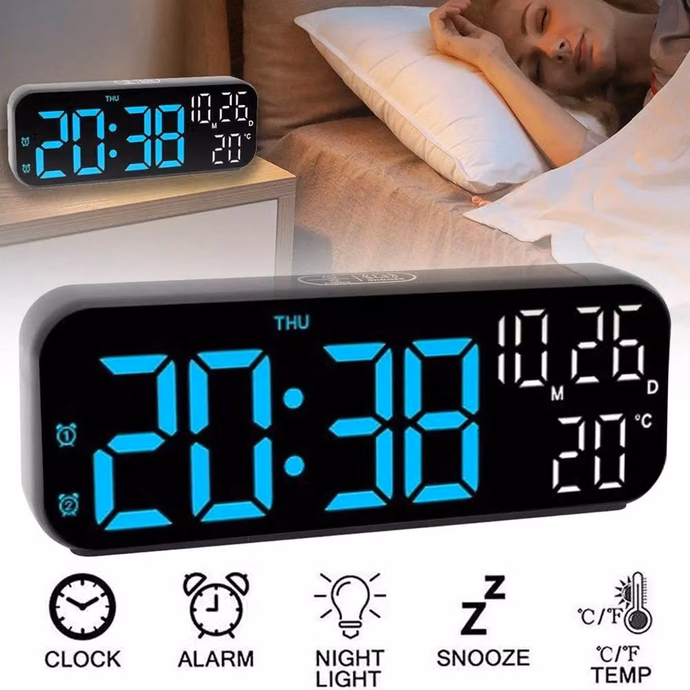 NESTLUNE LED Digital Alarm Clock in Black, W: 100 cm, H: 15 cm, D: 15 cm – 6