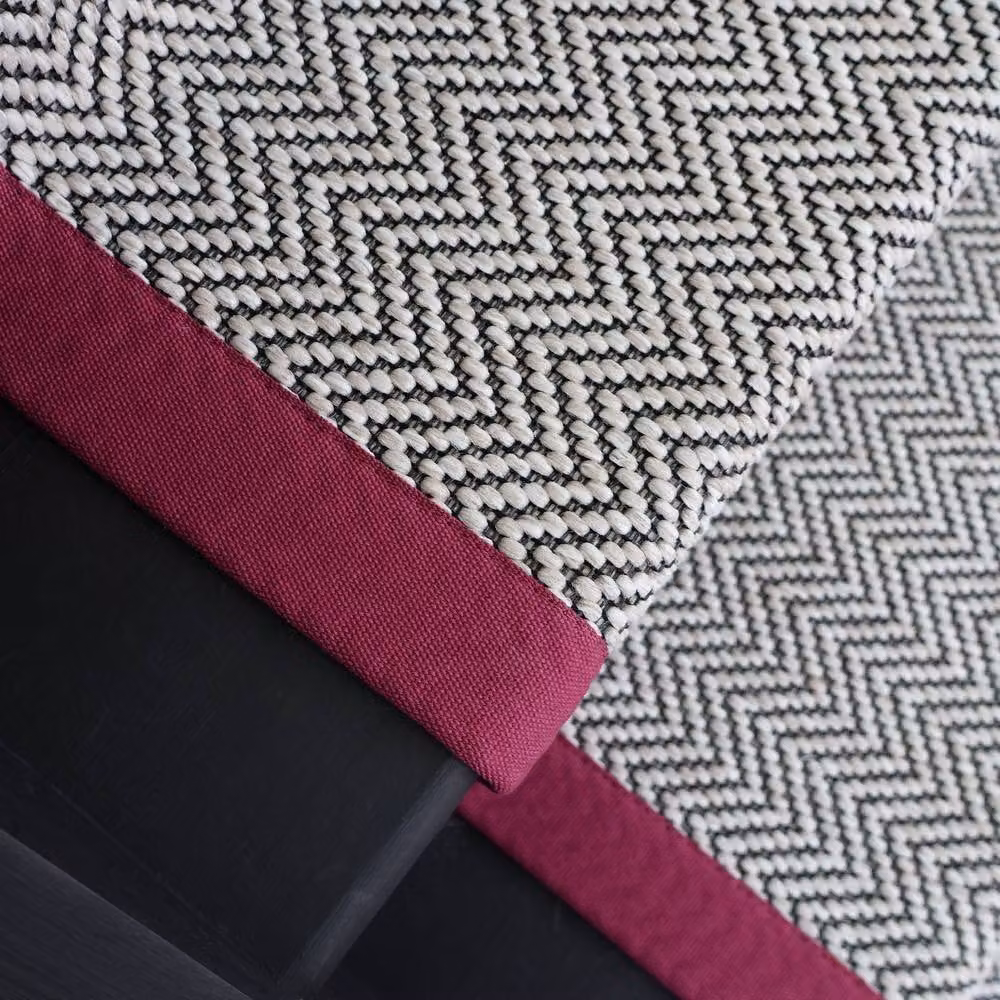 RainbowHome Herringbone Java Stair Runner with 100% Cotton Wine Border in Beige – 2