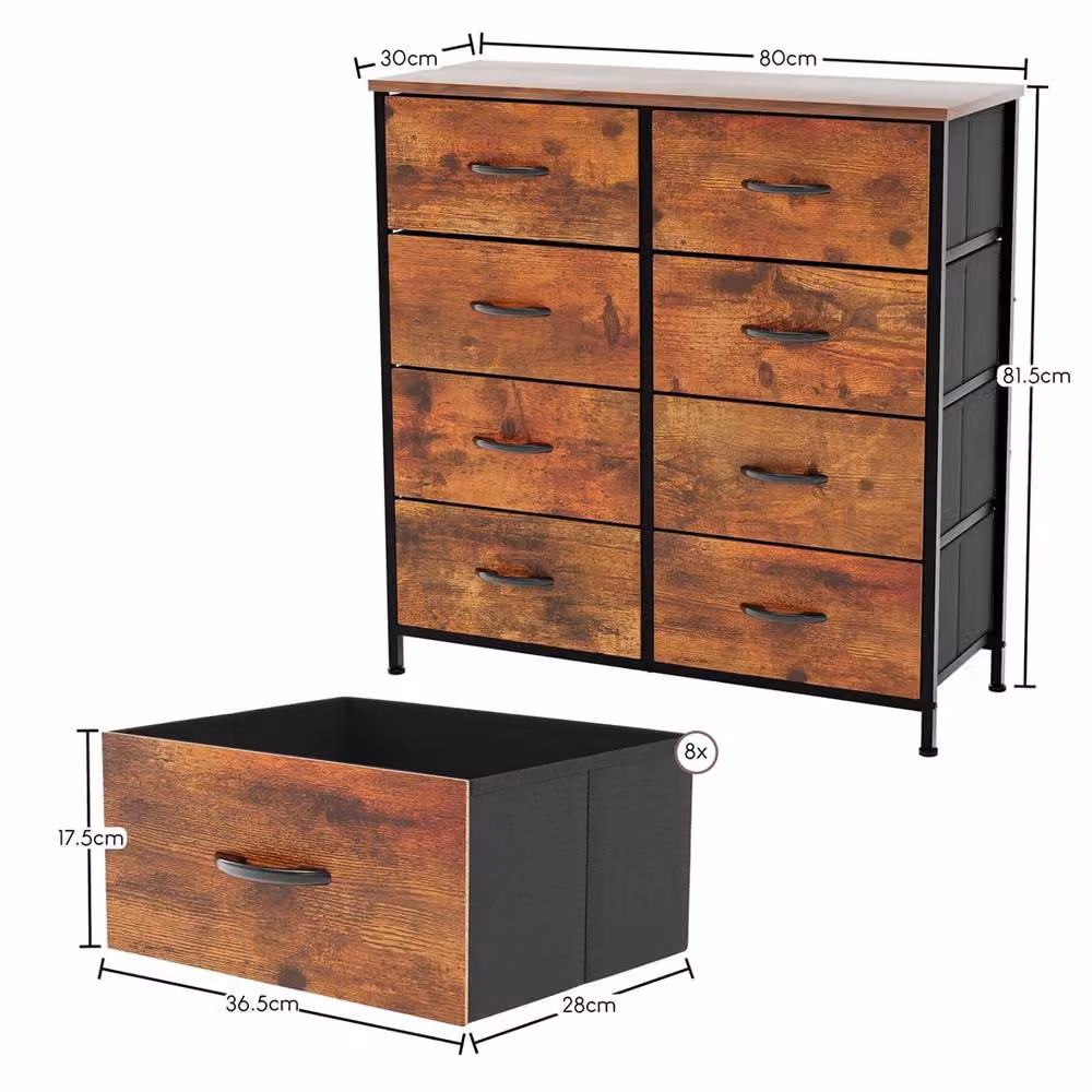 NESTLUNE 8 Drawer Modern Fabric Chest of Drawers in Brown, W: 100 cm, D: 15 cm, H: 15 cm – 2
